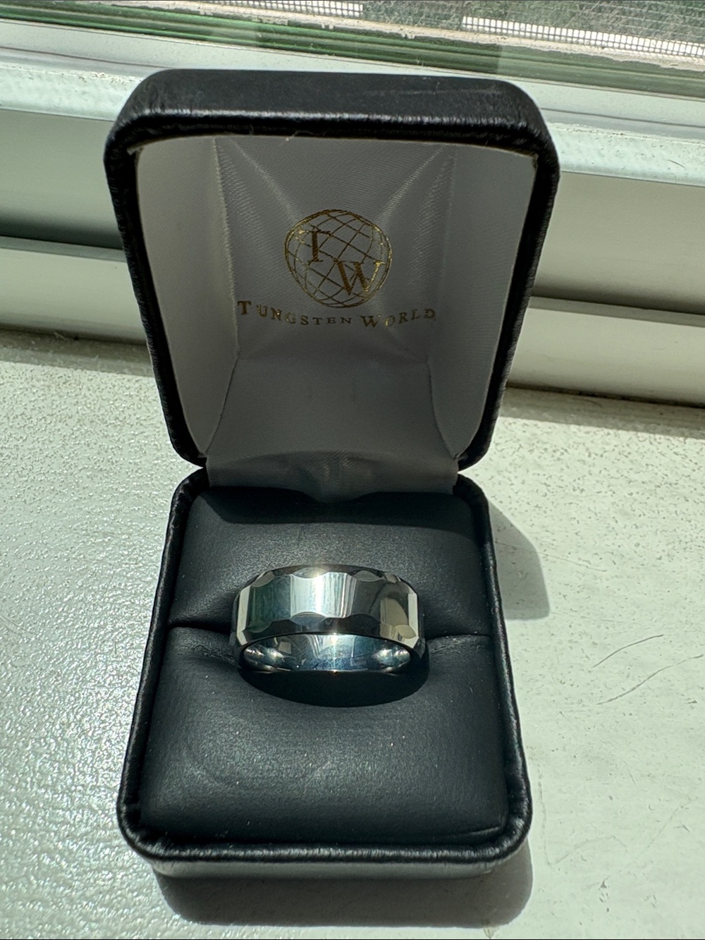 Tungsten Pulsar Faceted Ring. Size 9.5. New with box